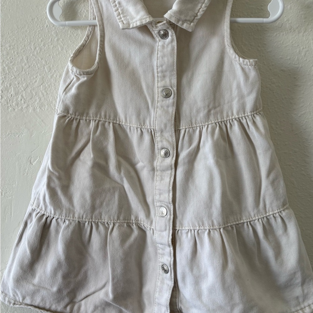 Cream Sleeveless Button-Down Dress